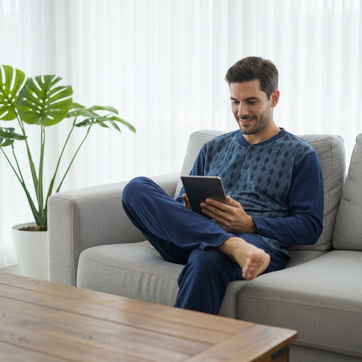 Men's Stylish Long-Sleeve Lounge Set S7714700 - TUZZUT Qatar Online Shopping