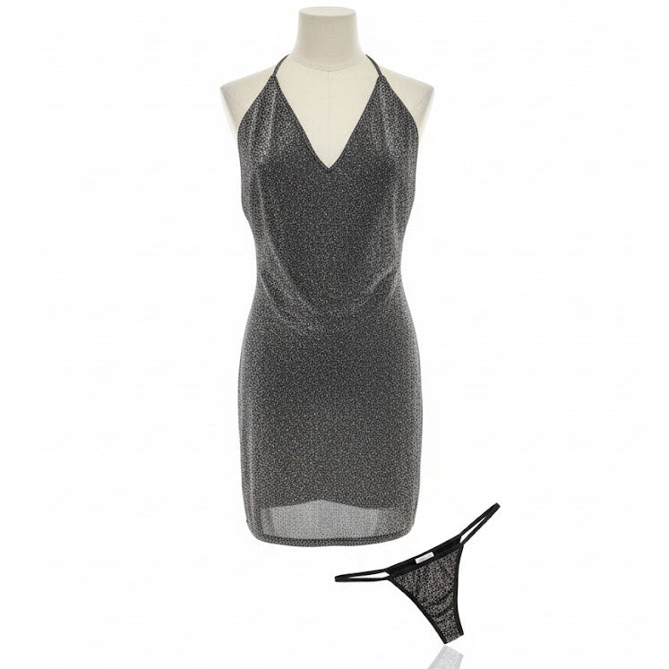 Women's Sleepwear shimmering metallic mini halter dress 5474640 - TUZZUT Qatar Online Shopping