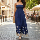 Women's Navy and Cream Maxi Long Dress S5000395 - TUZZUT Qatar Online Shopping