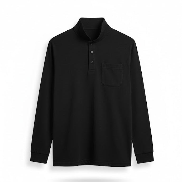 Men's Black Long-Sleeve Popover 1125406