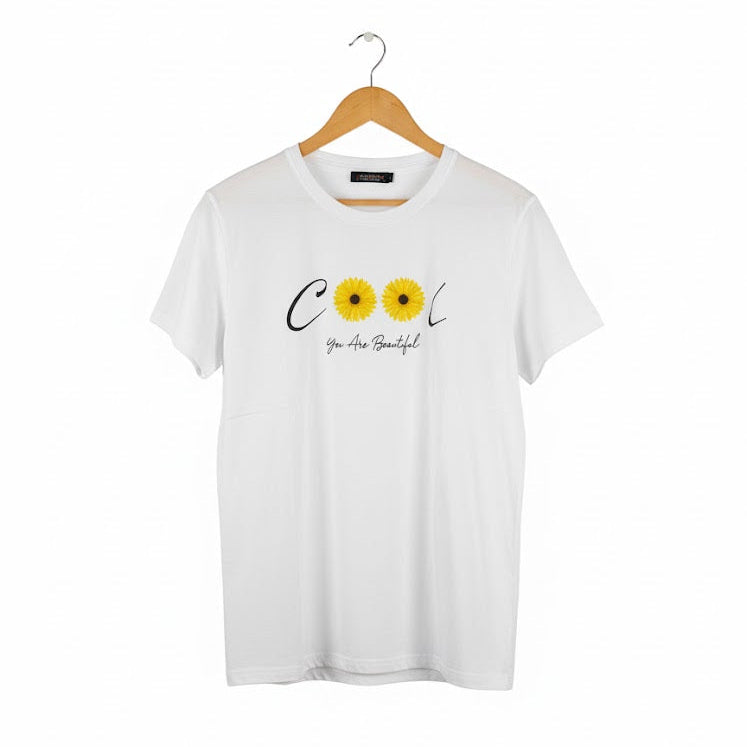 Women's Sunflower Graphic White T-Shirt 200366 - TUZZUT Qatar Online Shopping