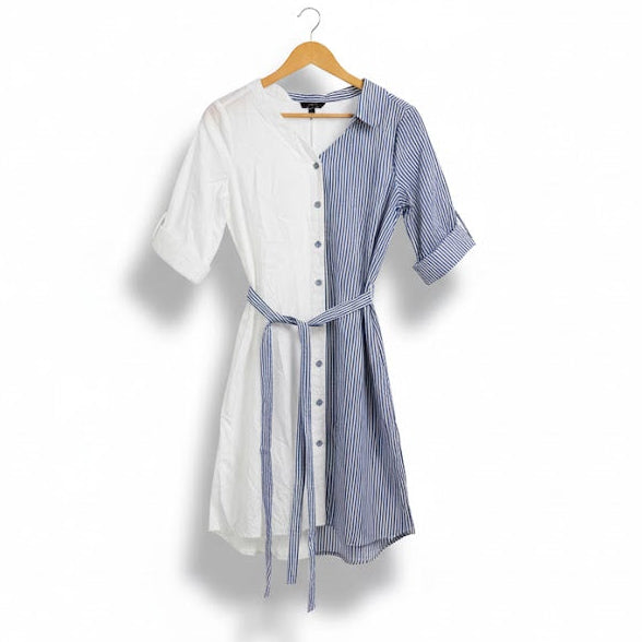 Women's Striped & Solid Shirtdress 788890 - TUZZUT Qatar Online Shopping