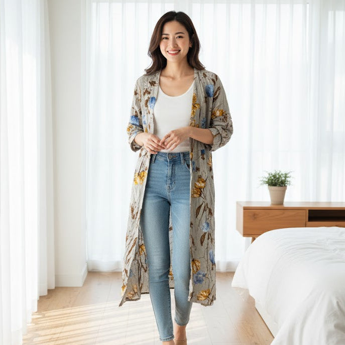 Women's Effortless Layers Unique Print Coat S1001466 - TUZZUT Qatar Online Shopping