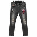 Men's Denim with Union Jack Skull Patch Jeans S1122240 - TUZZUT Qatar Online Shopping