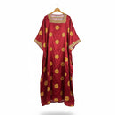 Women's Maroon Dress with Gold Medallion Print B-173603 - TUZZUT Qatar Online Shopping