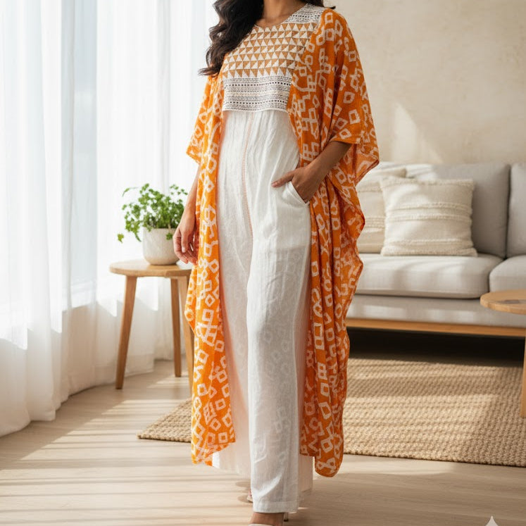 Women's Global Print Caftan & Palazzo Set S4992950 - TUZZUT Qatar Online Shopping