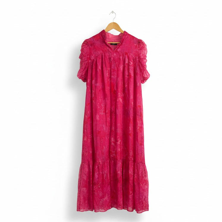 Women's Hot Pink Tiered Maxi Dress L 6665430 Women's Hot Pink Tiered Maxi Dress L 6665430