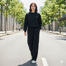 Women's Monochrome Versatile Black Sweat 2pc Set 556333 - TUZZUT Qatar Online Shopping