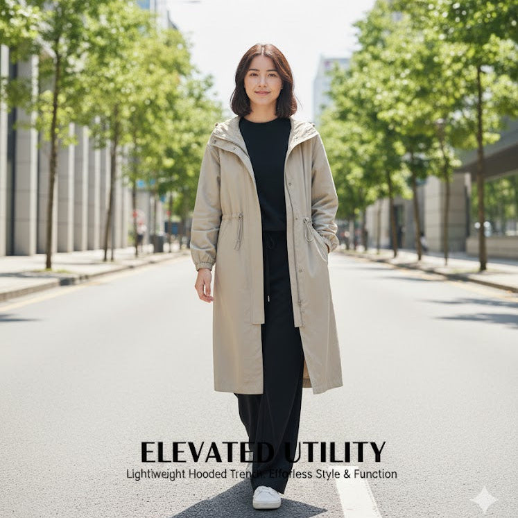 Women's Oversized Drawstring Hooded Coat S5151985 - TUZZUT Qatar Online Shopping