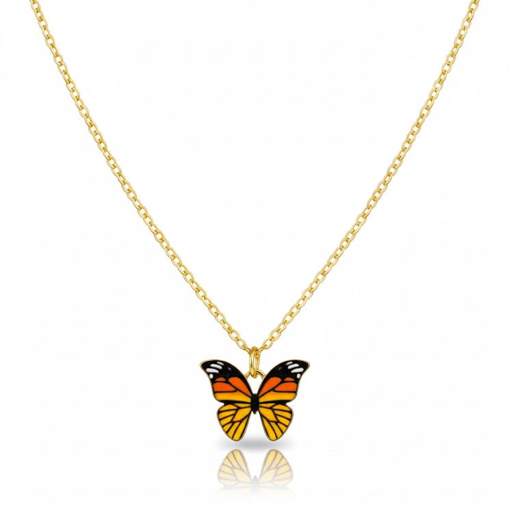 Gold platted Butterfly Enamel Necklace S4420206 - TUZZUT Qatar Online Shopping
