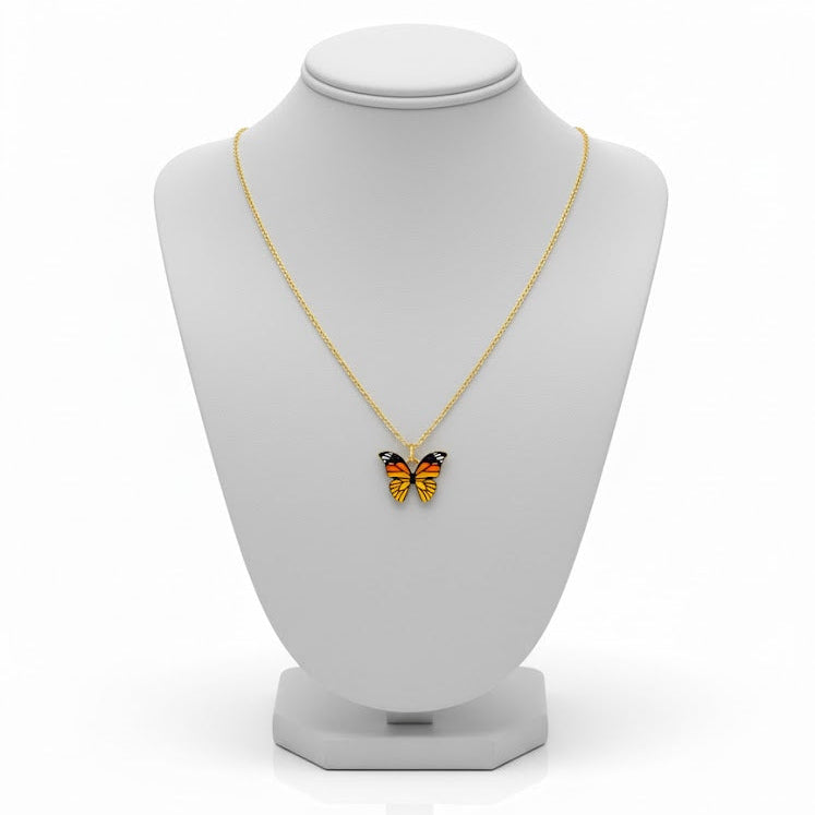 Gold platted Butterfly Enamel Necklace S4420206