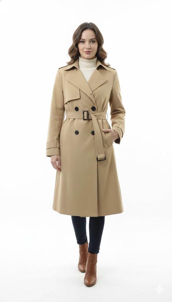 Plain Tencel Belted Trench Coat 7011905 - TUZZUT Qatar Online Shopping