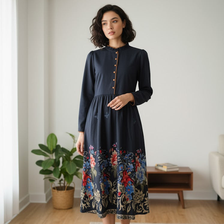 Women’s Vintage Floral Midi Dress S826334 Women’s Vintage Floral Midi Dress S826334