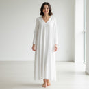Women's New Fashion Loose Flowing White Caftan 117438 - TUZZUT Qatar Online Shopping