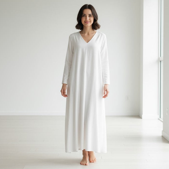 Women's New Fashion Loose Flowing White Caftan 117438 Women's New Fashion Loose Flowing White Caftan 117438