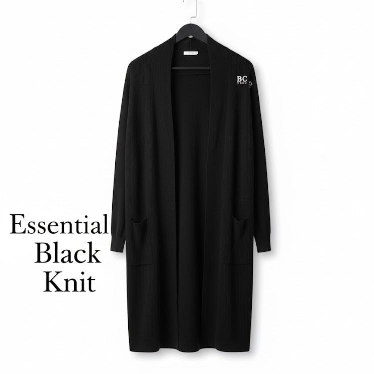 Women's Long Winter Black Knite Coat 0145469