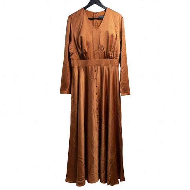 Women's Sophisticated Button-Front Maxi Party Wear S4823690 - TUZZUT Qatar Online Shopping