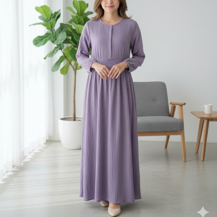 Womens Crinkle Texture Button Dress 628882 - TUZZUT Qatar Online Shopping