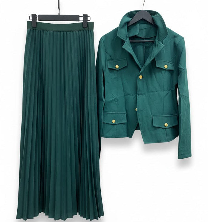 Women's 2pc Deep Green Military Inspired Ensemble 660695 - TUZZUT Qatar Online Shopping