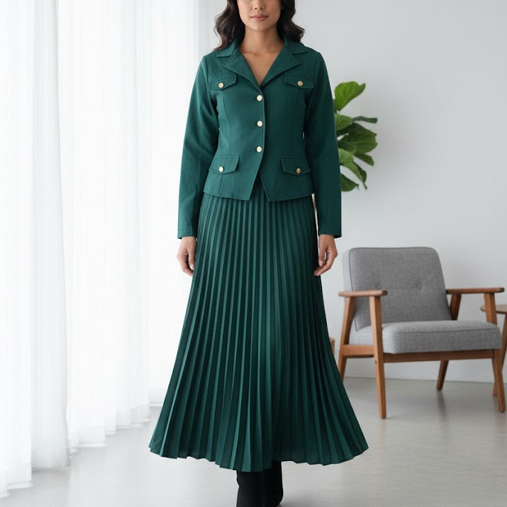 Women's 2pc Deep Green Military Inspired Ensemble 660695 - TUZZUT Qatar Online Shopping