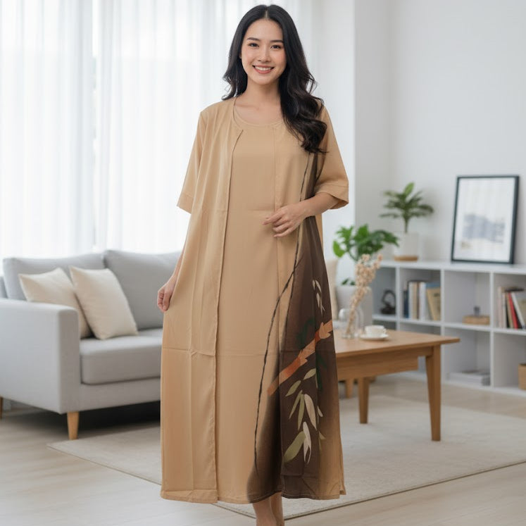 Women's Stylish Two-Piece Bamboo Print Set 307196 - TUZZUT Qatar Online Shopping