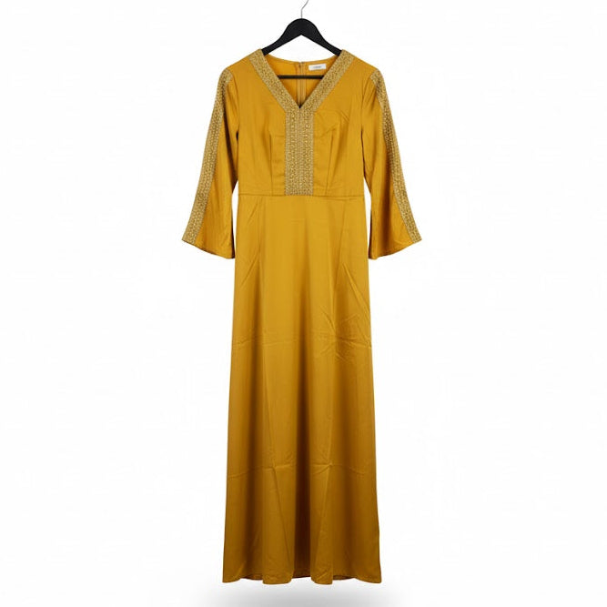 Women's Mustard Yellow Embellished Gown 844081 - TUZZUT Qatar Online Shopping