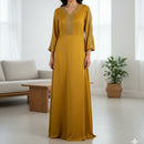 Women's Mustard Yellow Embellished Gown 844081 - TUZZUT Qatar Online Shopping