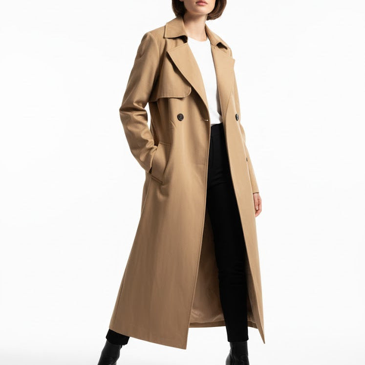 Women's cold-weather meticulously crafted classic trench coat 552960 - TUZZUT Qatar Online Shopping