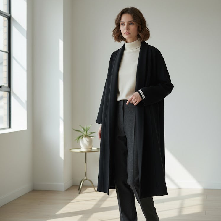 Women's cold-weather Luxurious Minimalist Wrap Coat 653626 - TUZZUT Qatar Online Shopping