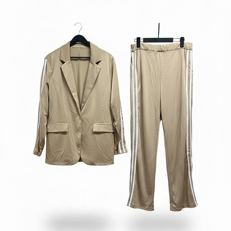 Women's Casual Blazer & Track Pant Co-ord Set 3307701