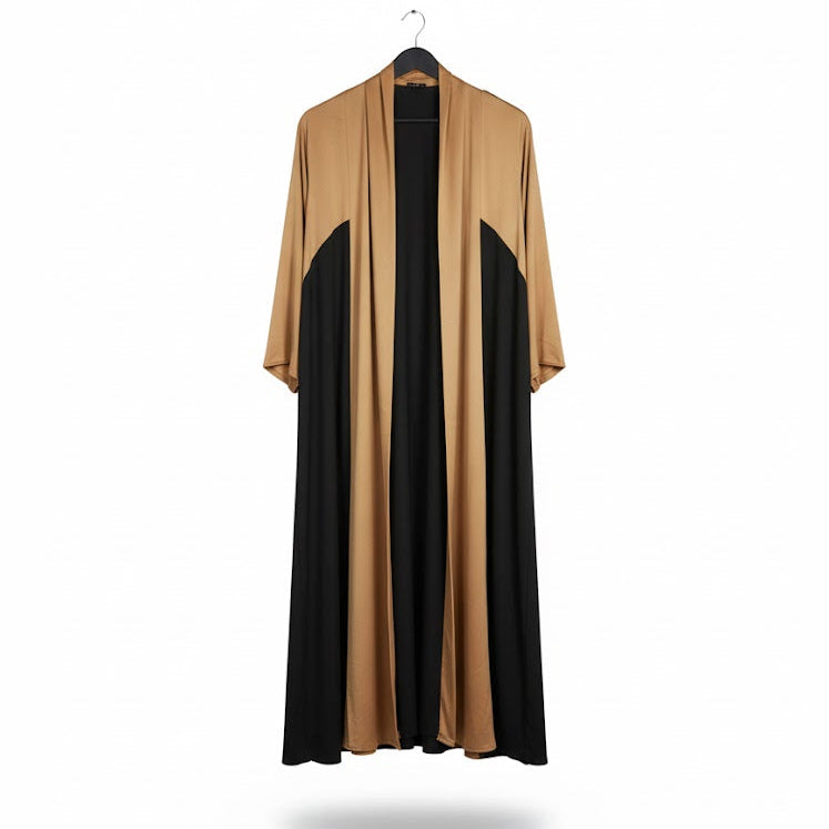 Women Open Two-Tone Color Block Abaya S5093131 Women Open Two-Tone Color Block Abaya S5093131