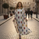 Women's Elegant Long Kaftan with Contrast Velvet Collar S5096830 - TUZZUT Qatar Online Shopping