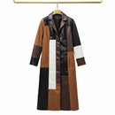 Womens winter long-line jacket redefines street style Patchwork Coat 887036