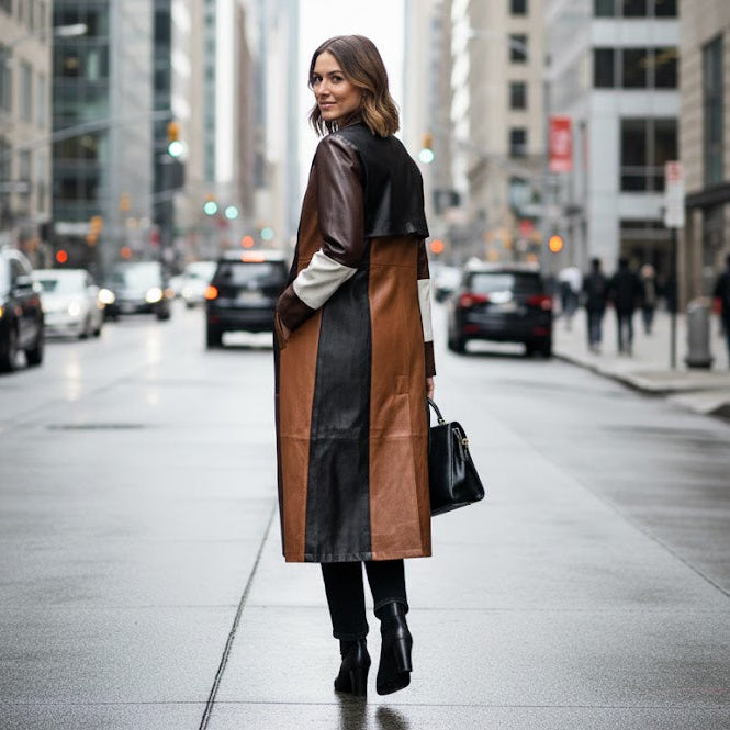 Womens winter long-line jacket redefines street style Patchwork Coat 887036 Womens winter long-line jacket redefines street style Patchwork Coat 887036