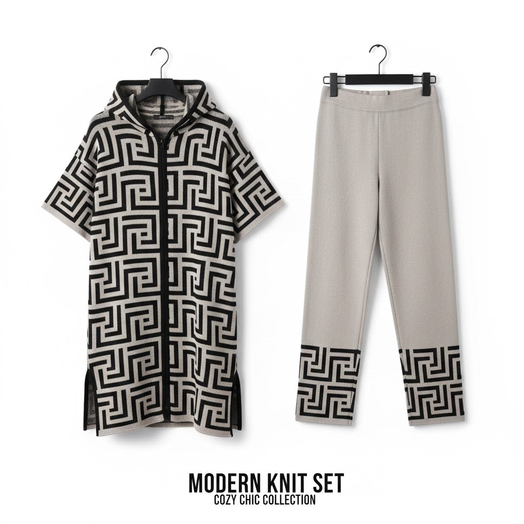 Women's 2pc Bold Black Geometric Pattern Set B099784 Women's 2pc Bold Black Geometric Pattern Set B099784