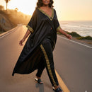 Women's Black & Gold Greek Key Loungewear Set 245141