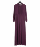 Women's Elegant Plum Maxi Dress with Beaded Neckline 800227