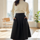 Women's 2 Pcs Monochrome Style Cropped Knit Sweater and Midi Skirt 349332