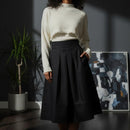 Women's 2 Pcs Monochrome Style Cropped Knit Sweater and Midi Skirt 349332