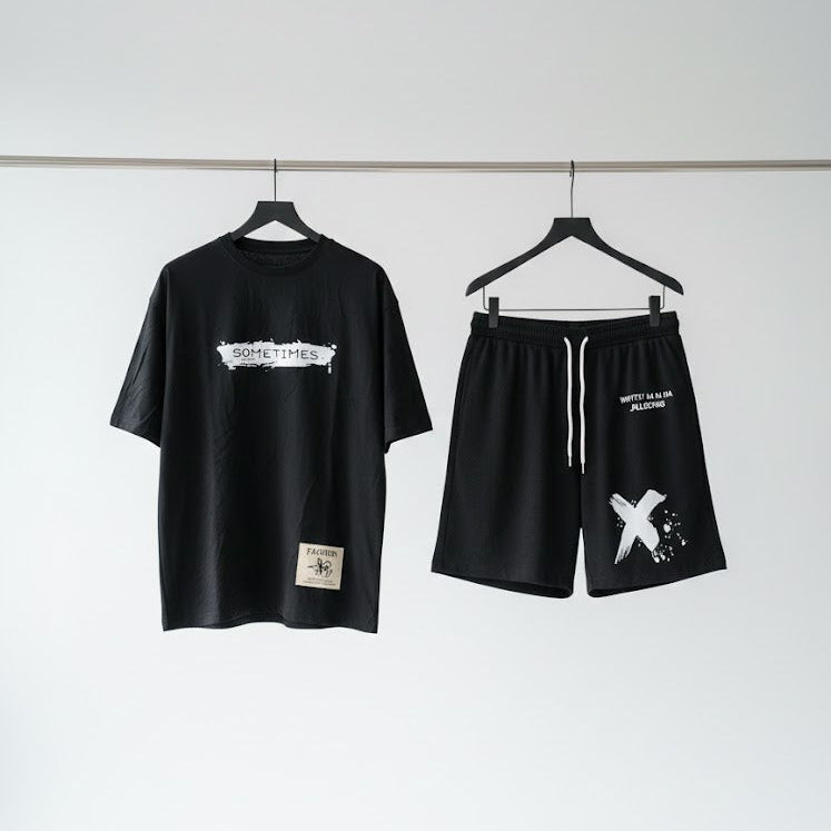 Men's 2pc Monochrome Vibe Graphic T-Shirt & Shorts Set 5256 Men's 2pc Monochrome Vibe Graphic T-Shirt & Shorts Set 5256