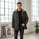 Warm & Whimsical Plaid Bomber Coat with Fur Collar 391381