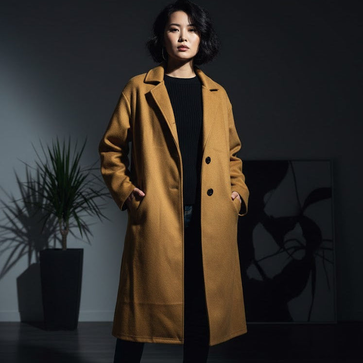 Relaxed Fit Felted Mid-Length Coat 404716