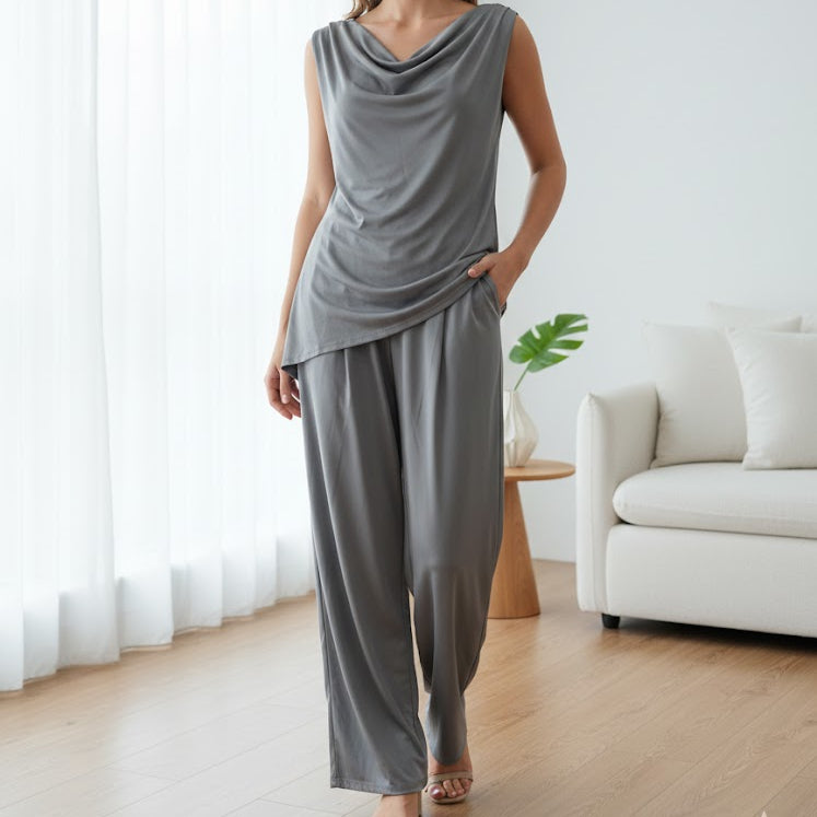Women's 2 Piece Luxurious Grey Co-ord Set 009778