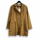 Women's Mustard Asymmetrical Button Oversized Blazer Coat 337497