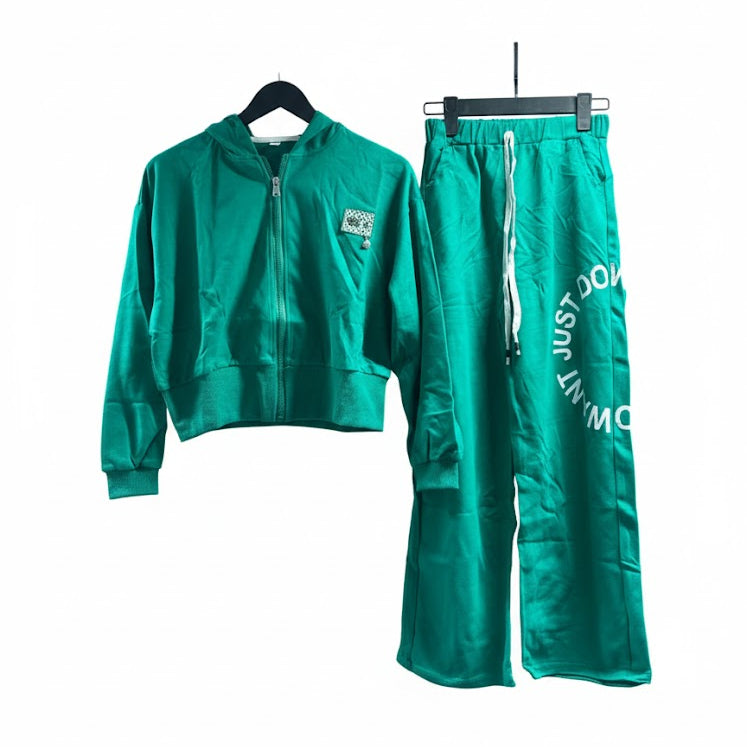 Kid's 2pc Emerald Green Cropped Tracksuit 11 to 12 years 730900