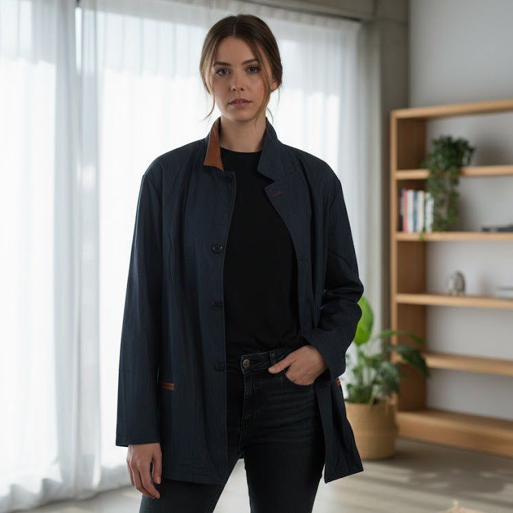 Women's Contrast-Trim Midnight Blazer Coat 1654897 Women's Contrast-Trim Midnight Blazer Coat 1654897