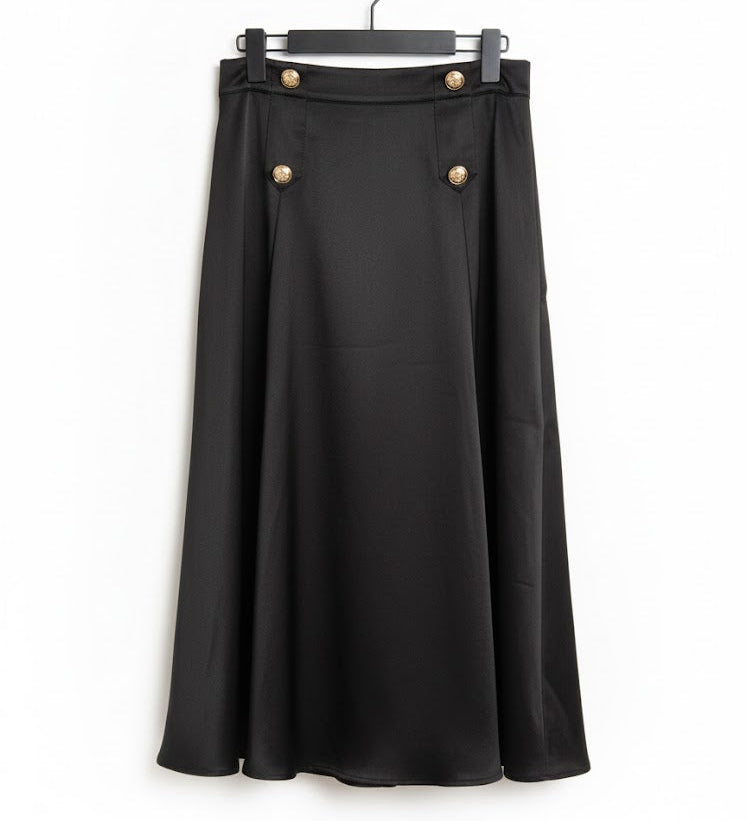 Women's Decorative Gold-Toned Military Accent Buttons Skirt  929024