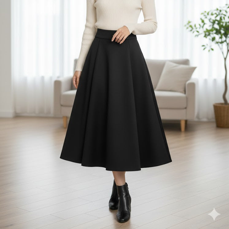 Women's High-Waisted Black Flare Skirt 620023 Women's High-Waisted Black Flare Skirt 620023