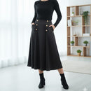 Women's Decorative Gold-Toned Military Accent Buttons Skirt  929024