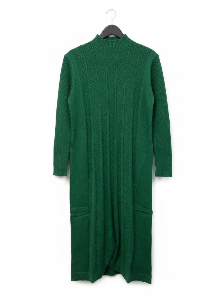 Women's Winter Long-Sleeve Ribbed & Textured Midi Sweater Dress 434147